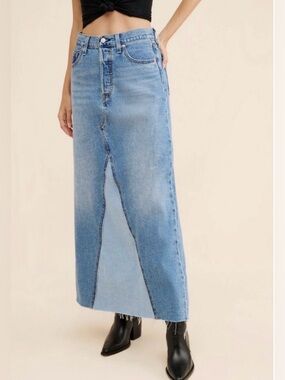 Levi’s Iconic Color-block Denim Maxi Skirt